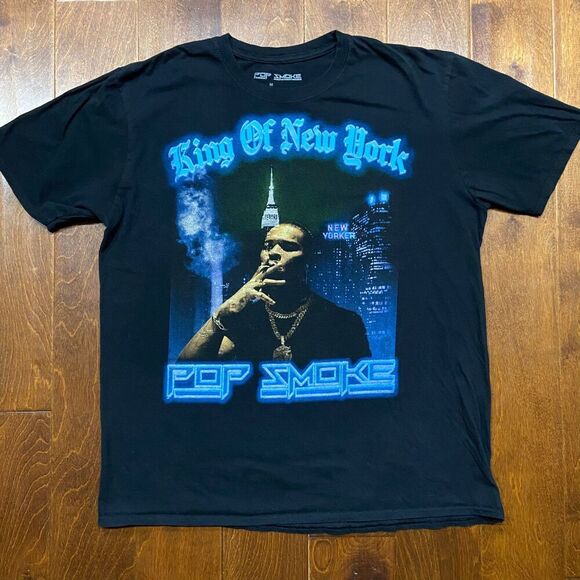 Pop Smoke Official Merch King Of New York Woo Black T-Shirt Men's Medium - Picture 3 of 7